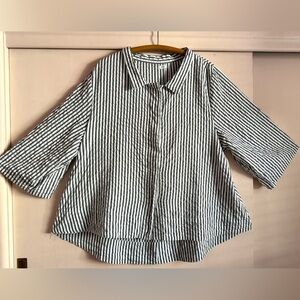 Tulip Cotton Seersucker Top XXL black white